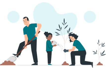 People planting trees